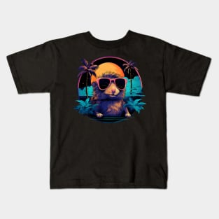 Retro Wave Gerbil Good Vibes Kids T-Shirt